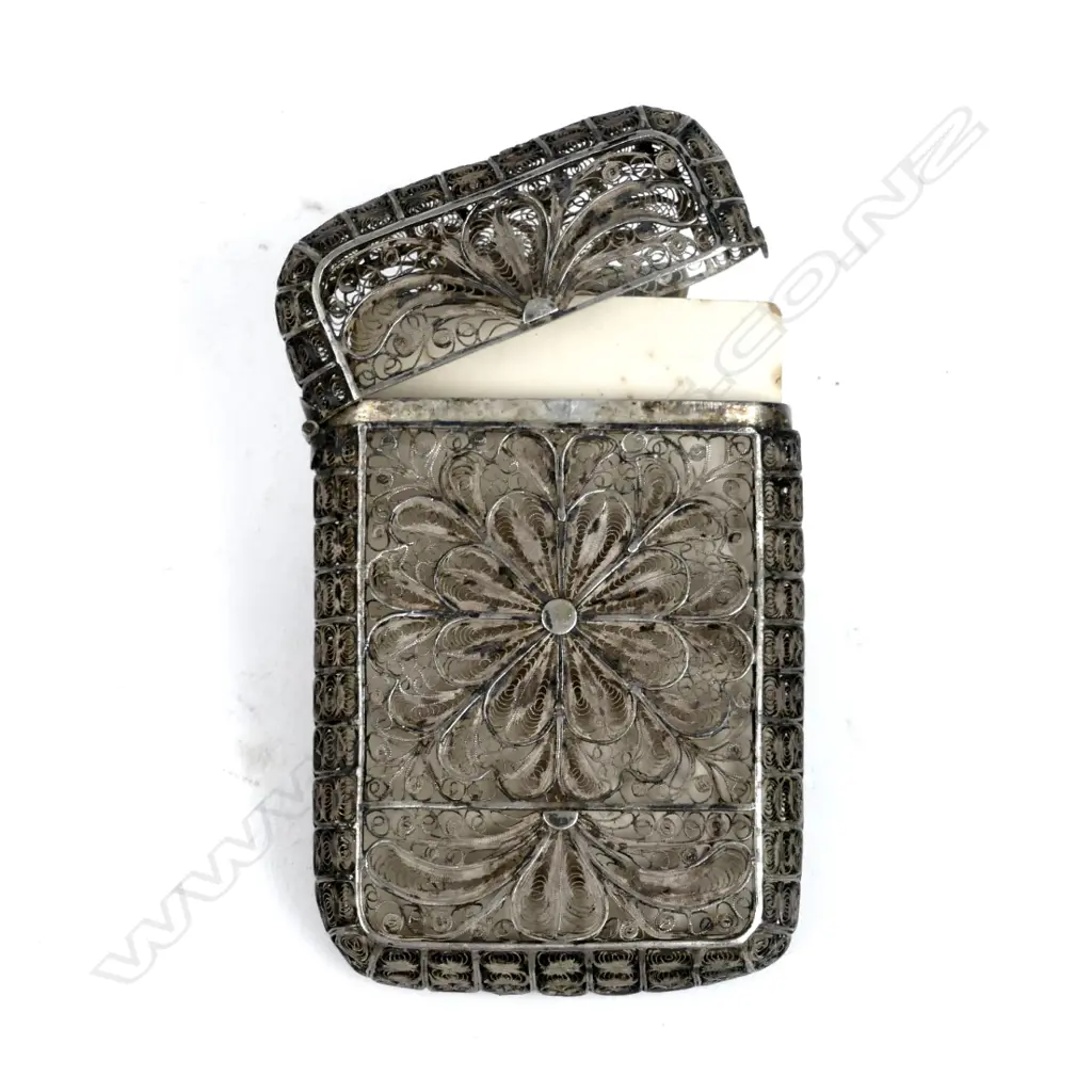 An Eastern silver filigree card case Image 1++