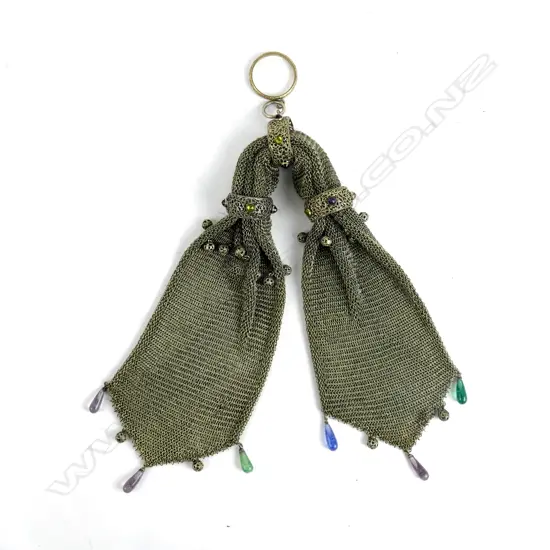 An unusual gilt metal mesh miser's purse