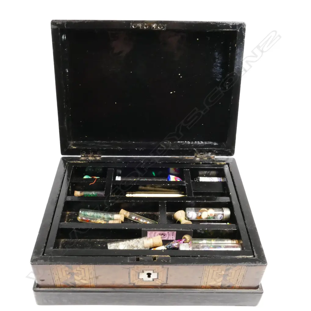 A Victorian Tunbridge ware work box Image 1++