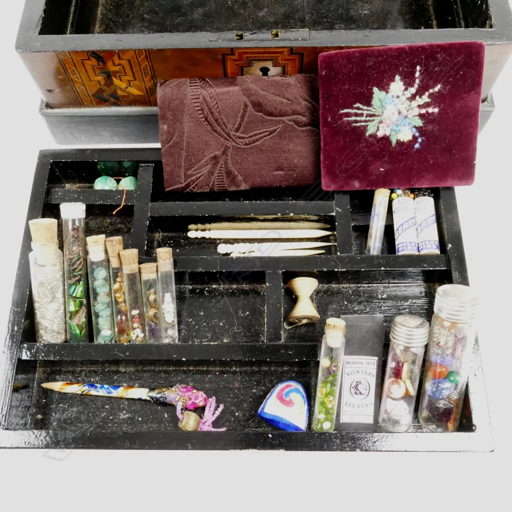 A Victorian Tunbridge ware work box Image 1++