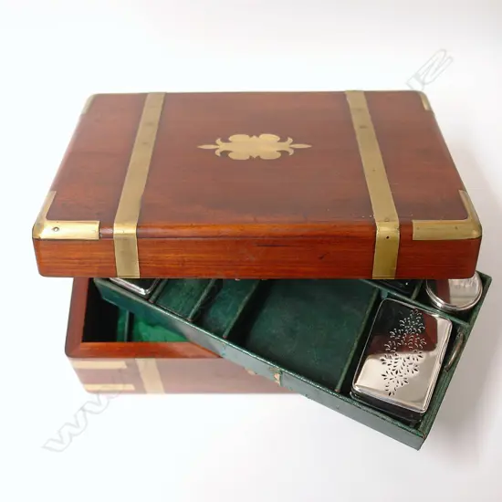 A quality Victorian mahogany brass bound travelling vanity box