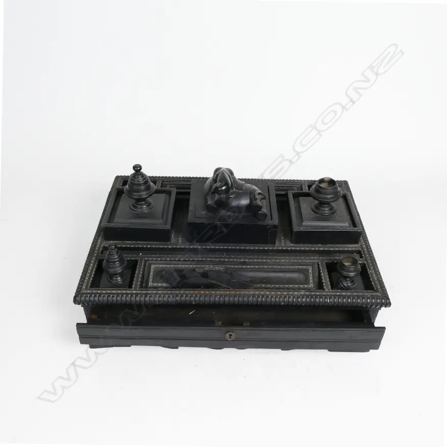 An Anglo-Indian ebony desk standish Image 1++