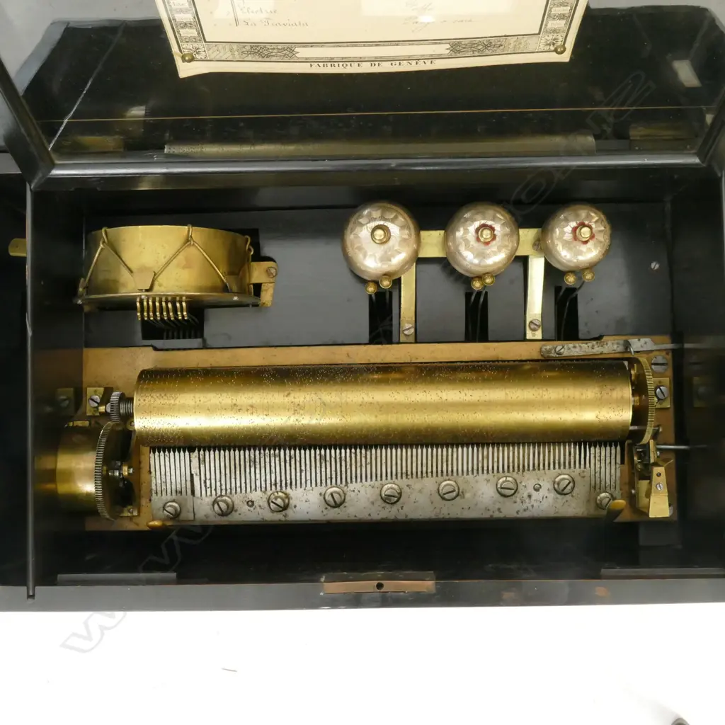 A Swiss walnut cased orchestra music box Image 1++