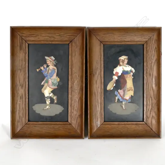 A pair of Italian Pietra Dura tiles