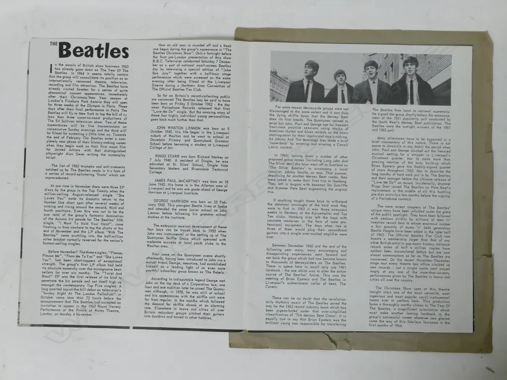 An autographed The Beatles Christmas Show (Brian Epstein) programme.  The souvenir programme from the 16-night 1963/1964 Finsbury Park Astoria show with signatures of John Lennon Image 1++