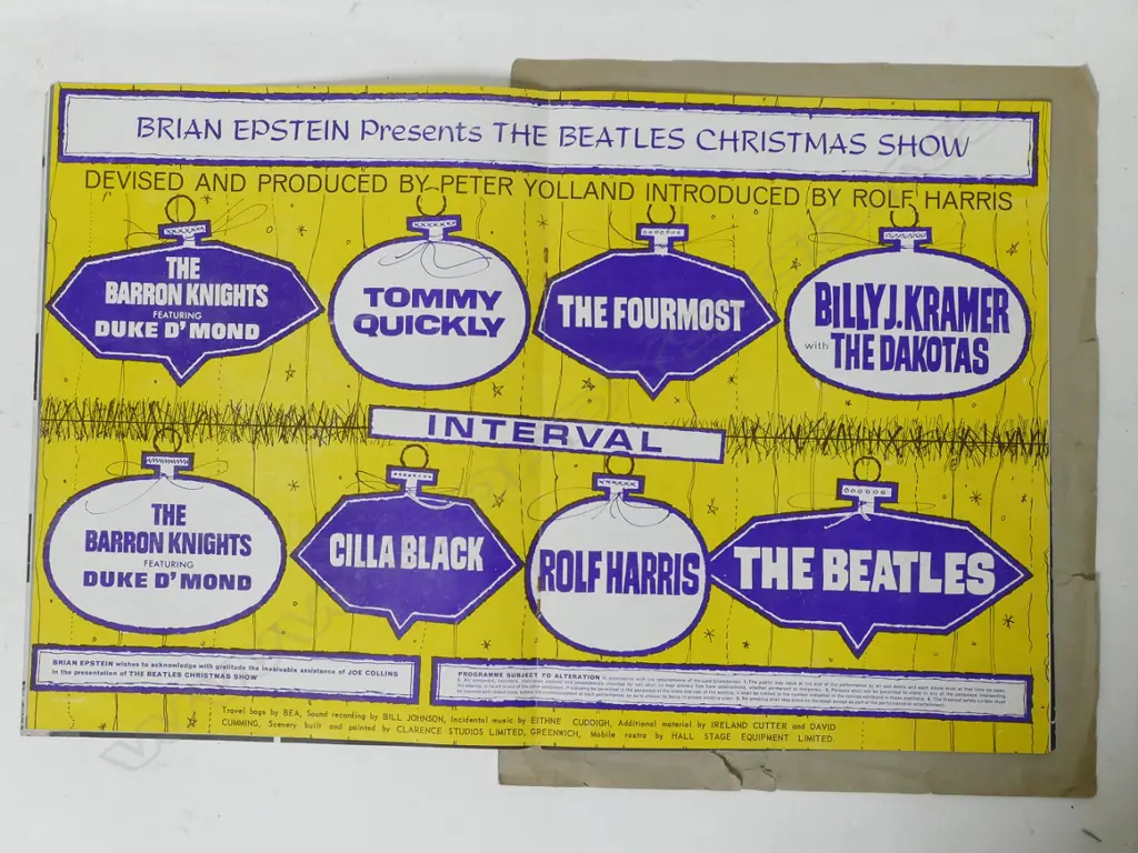 An autographed The Beatles Christmas Show (Brian Epstein) programme.  The souvenir programme from the 16-night 1963/1964 Finsbury Park Astoria show with signatures of John Lennon Image 1++