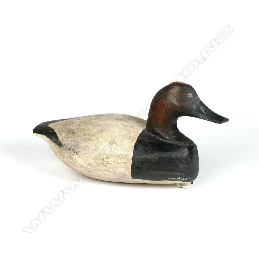 A large wide-body canvasback red-head wooden duck decoy Image 1++