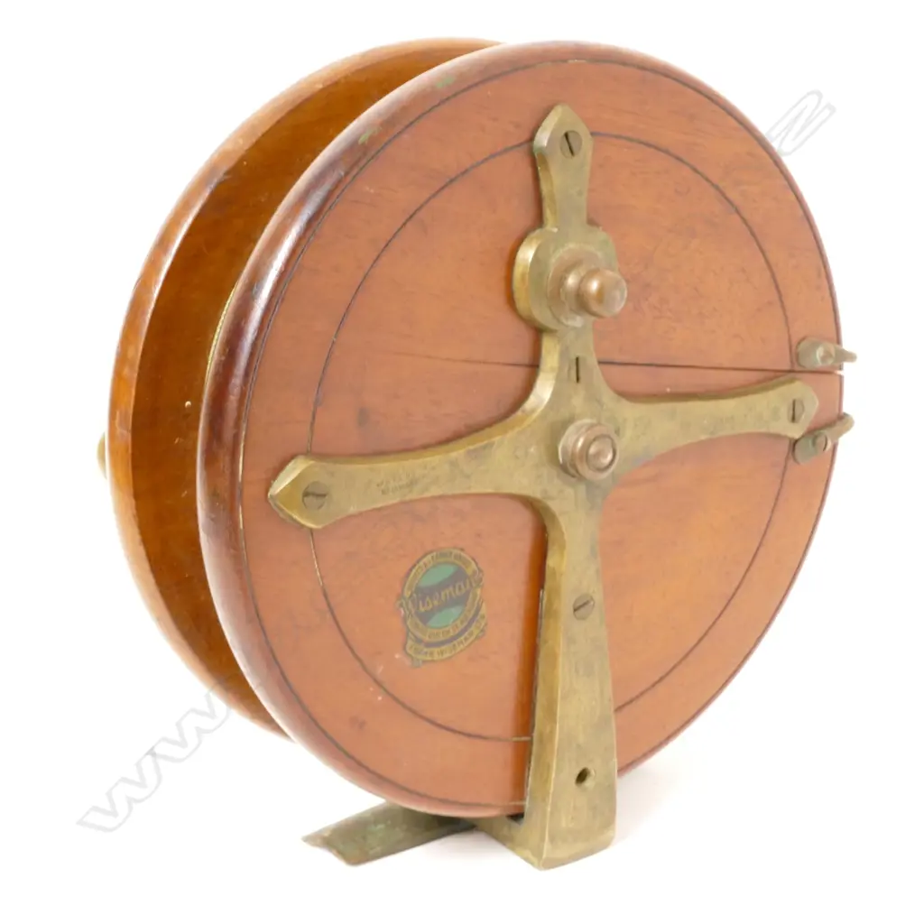 A Farlow's 'Sun' 7" walnut big game sea fishing reel Image 1++