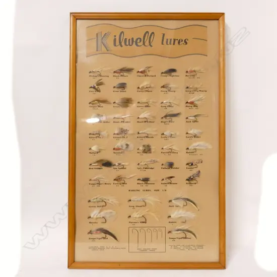 A framed Kilwell fly display board