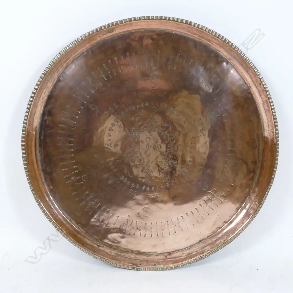A large old circular copper tray Image 1++