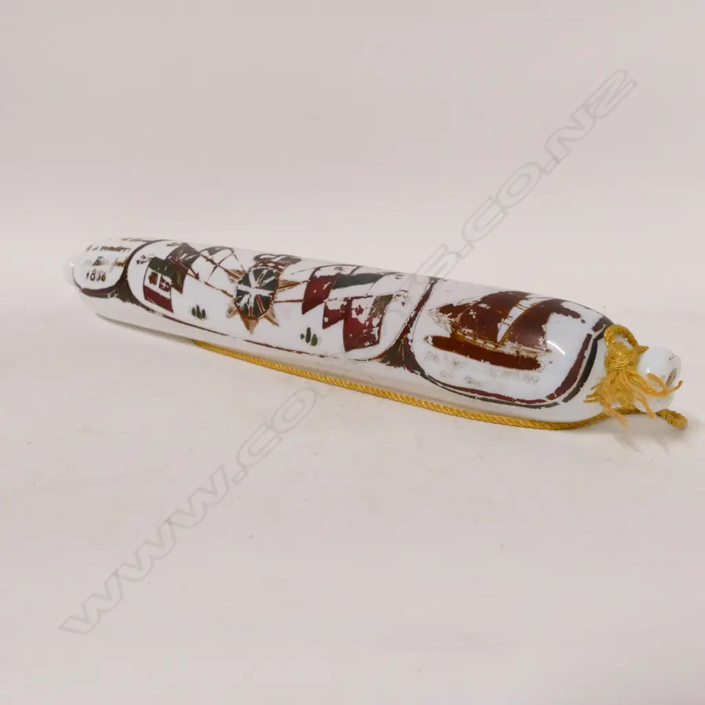 A Victorian patriotic painted milk glass rolling pin Image 1++