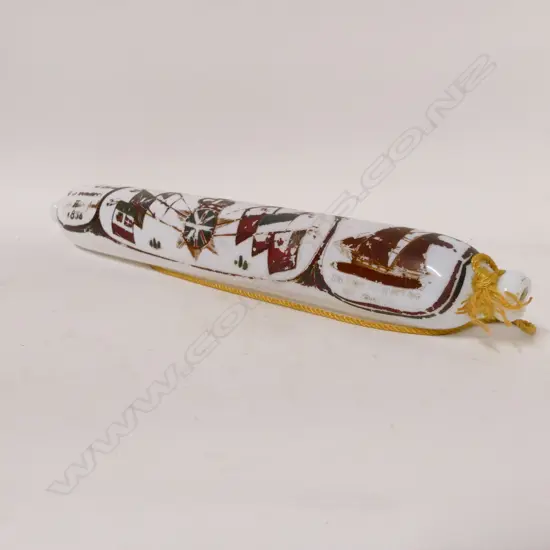 A Victorian patriotic painted milk glass rolling pin