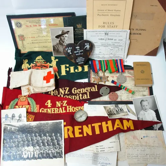 A set of medals and documents to New Zealander Cpl. Raymond Venz