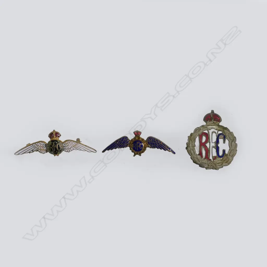 Three Royal Flying Corps enamel sweetheart badges Image 1++