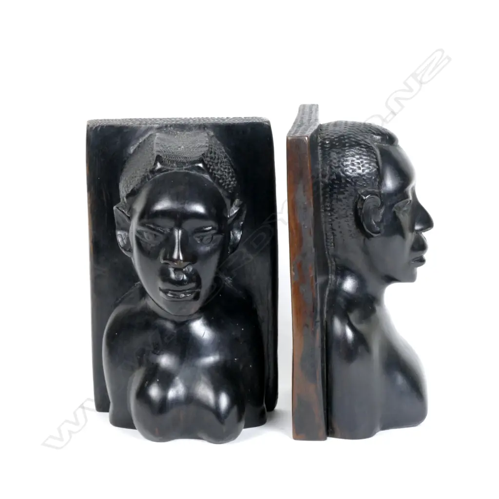 A pair of old African ebony bookends Image 1++