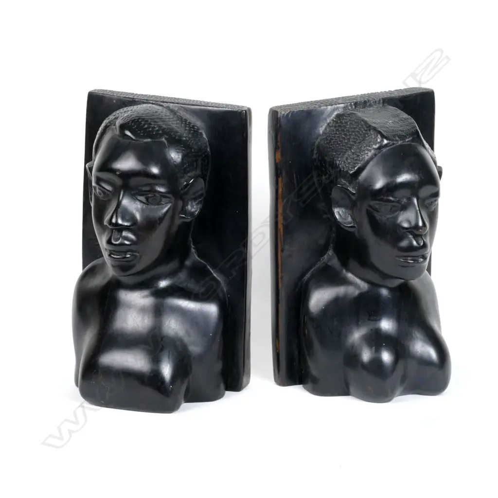 A pair of old African ebony bookends Image 1++