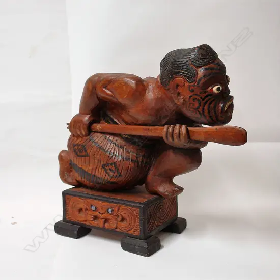 An early 20thC Maori carved folk art warrior