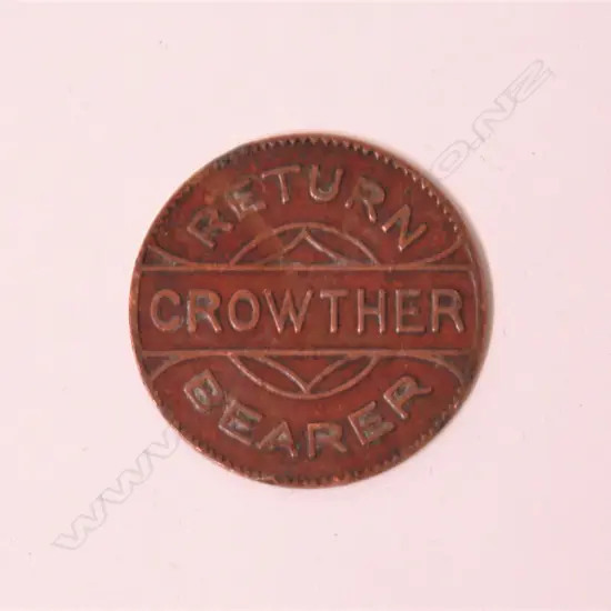 A rare N.Z. Crowther Parnell & Newmarket (Fare) copper token