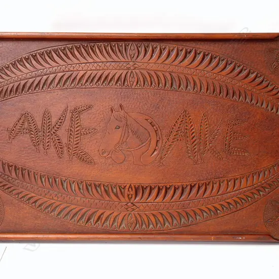 A WWI period N.Z. colonial chip art carved tray