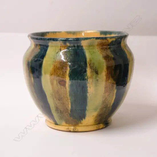A Luke Adams striped majolica glazed jardiniere