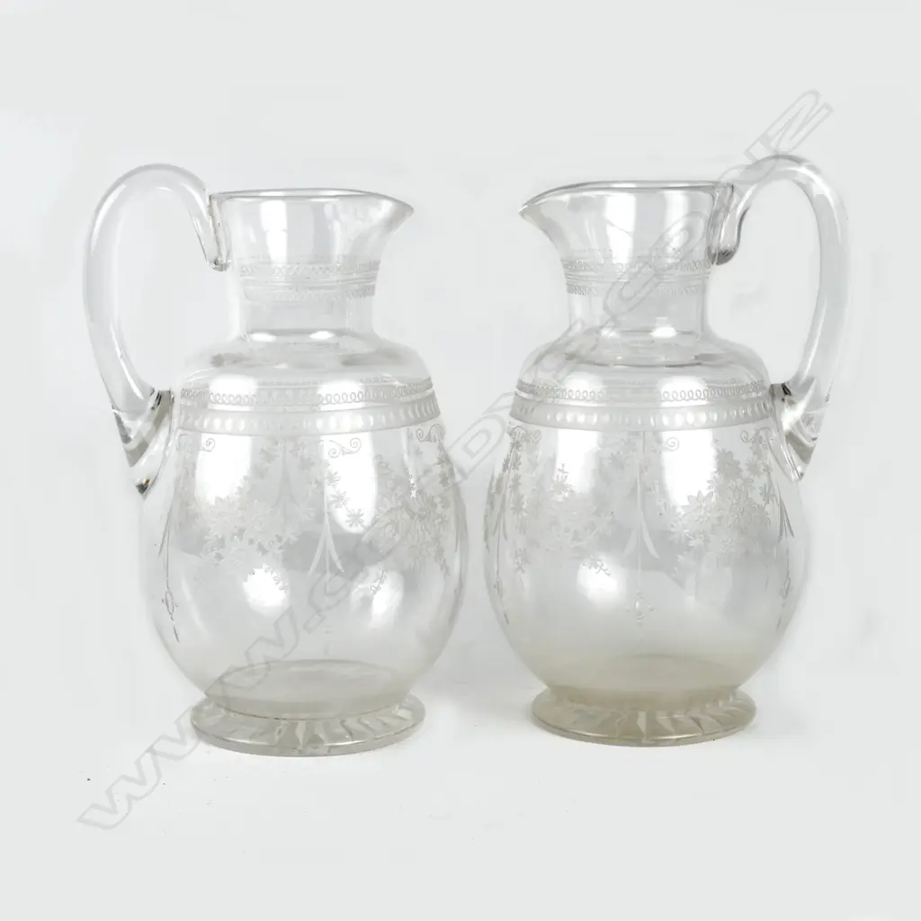 Two Stuart etched crystal jugs Image 1++