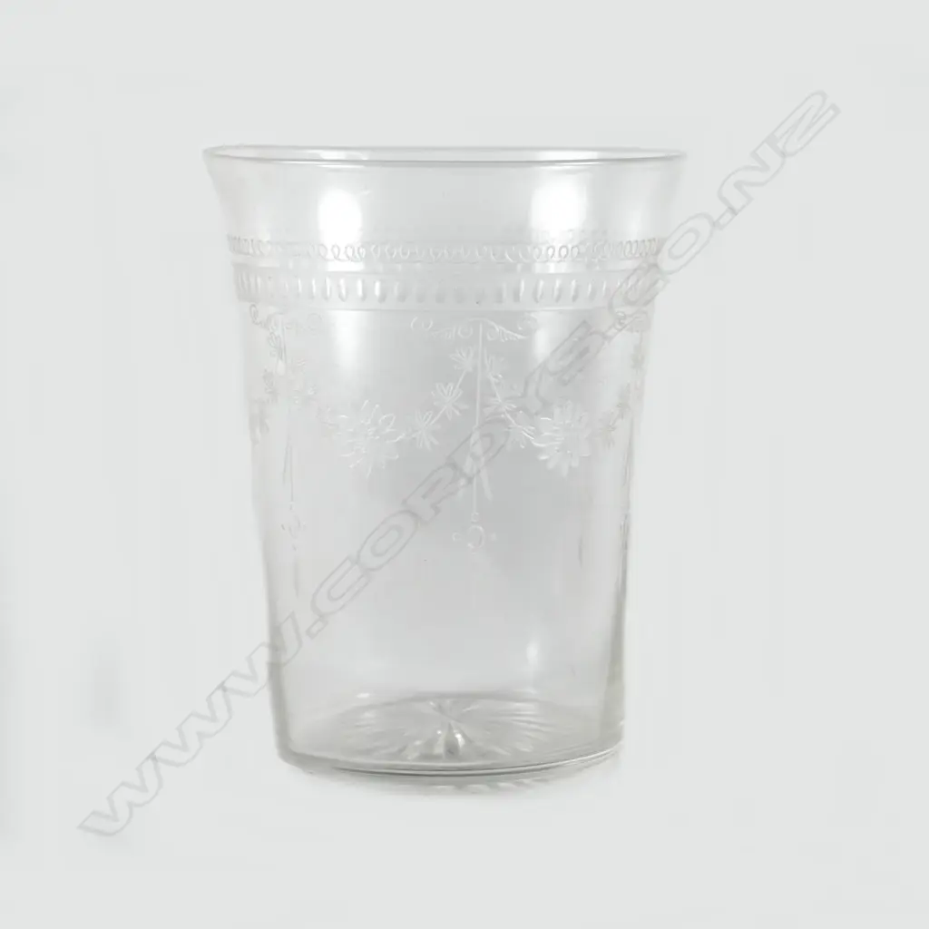 Nine Stuart etched crystal tumblers Image 1++