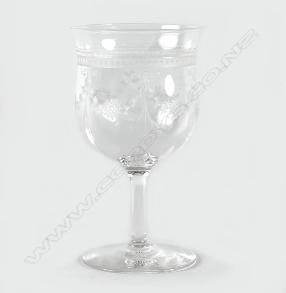 Ten Stuart etched crystal wine glasses Image 1++