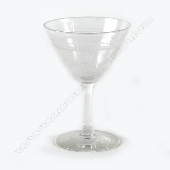 12 Stuart etched crystal sherry glasses