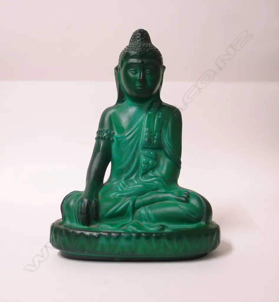 An Art Deco heavy malachite glass Buddha Image 1++