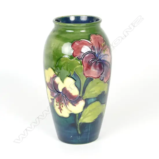 A Walter Moorcroft 'Hibiscus' pattern baluster vase