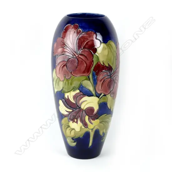 A large Walter Moorcroft Hibiscus pattern baluster vase