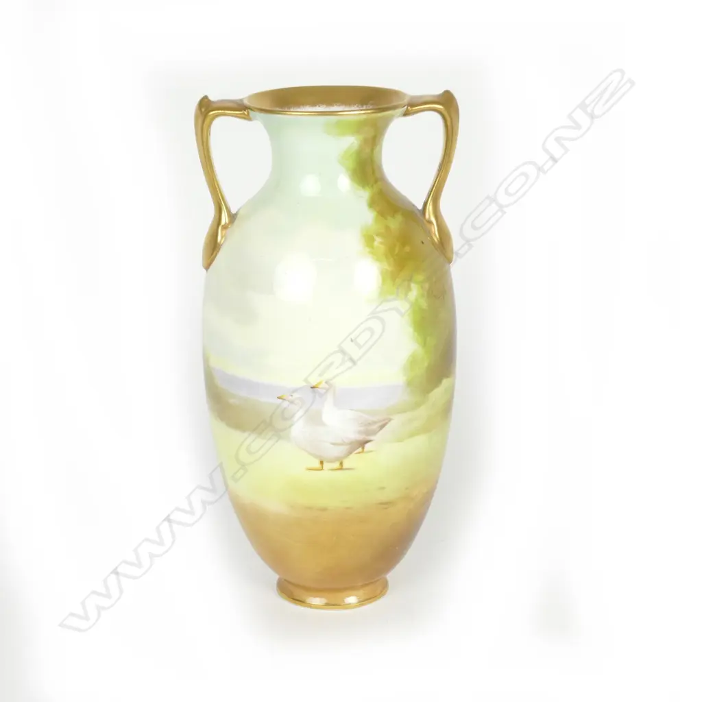 A Royal Doulton white bone china two-handled baluster vase Image 1++