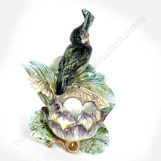 A Majolica wall vase