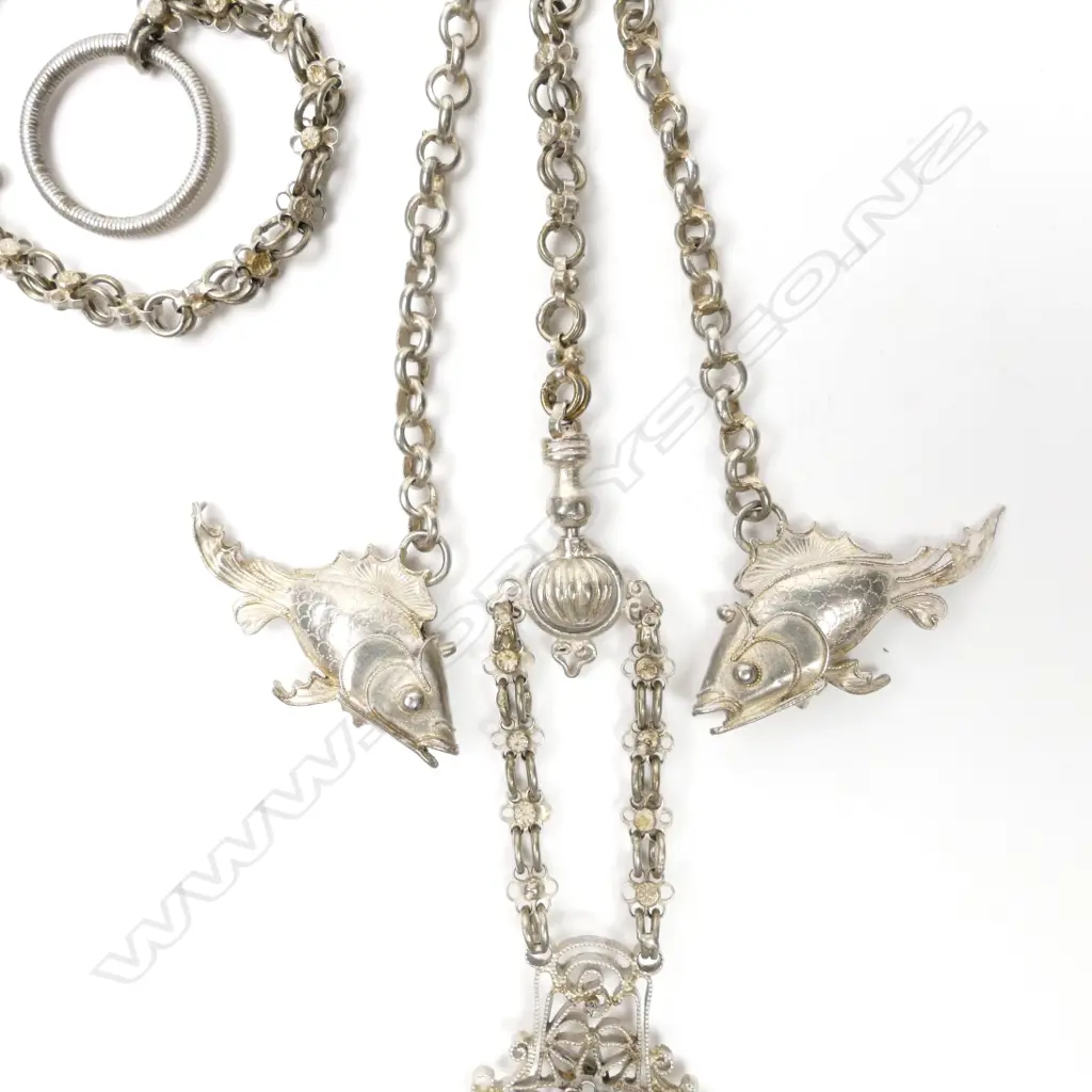 A vintage Chinese silver opium tool chatelaine Image 1++