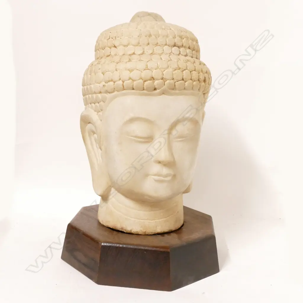 A large Chinese white marble head of Buddha Image 1++