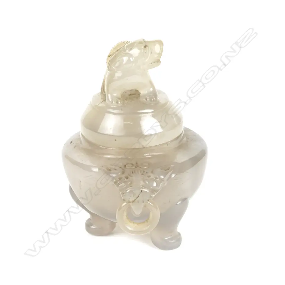 A Chinese carved quartz censer and cover Image 1++