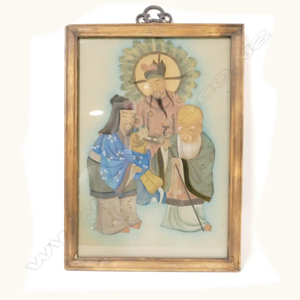 A Chinese reverse painted glass panel Image 1++