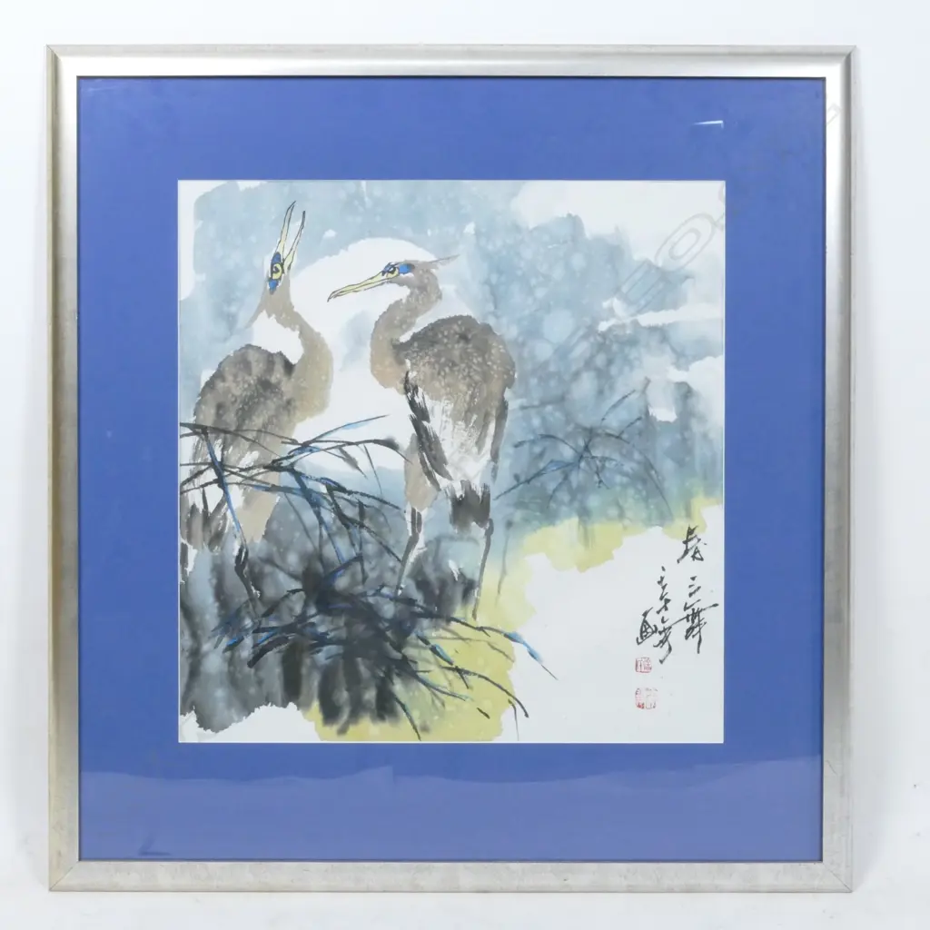 A pair of Chinese watercolours Image 1++