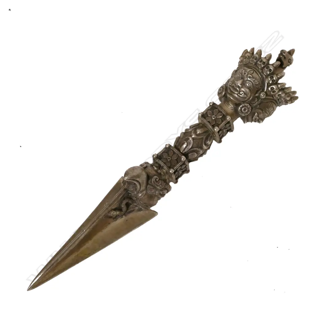 A Tibetan white metal ritual dagger (phurba) Image 1++