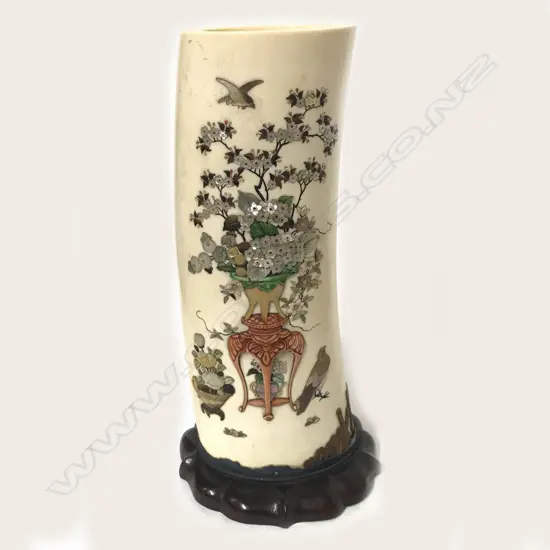 A Japanese Meiji period (1868-1912) Shibiyama tusk vase