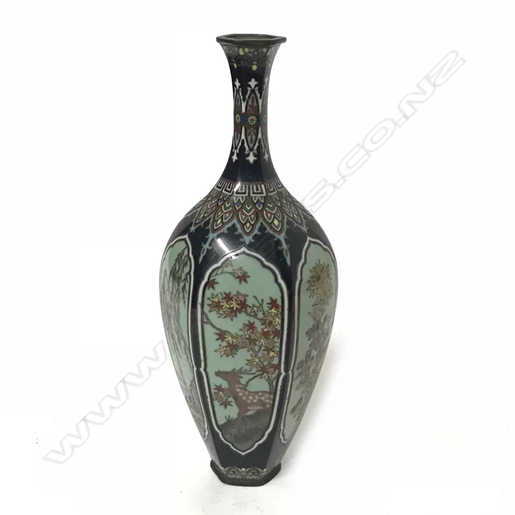 A fine old miniature cloisonné on silver vase Image 1++