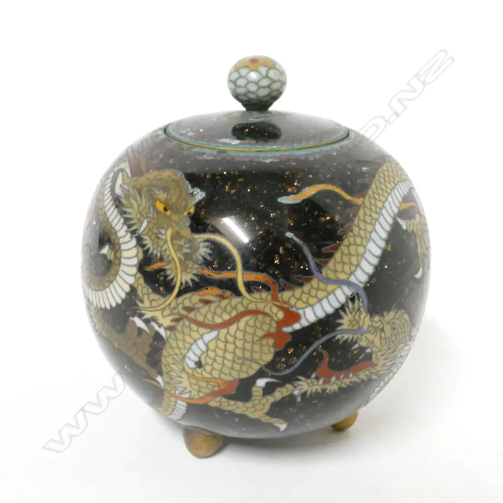 An early cloisonné spherical jar and cover Image 1++