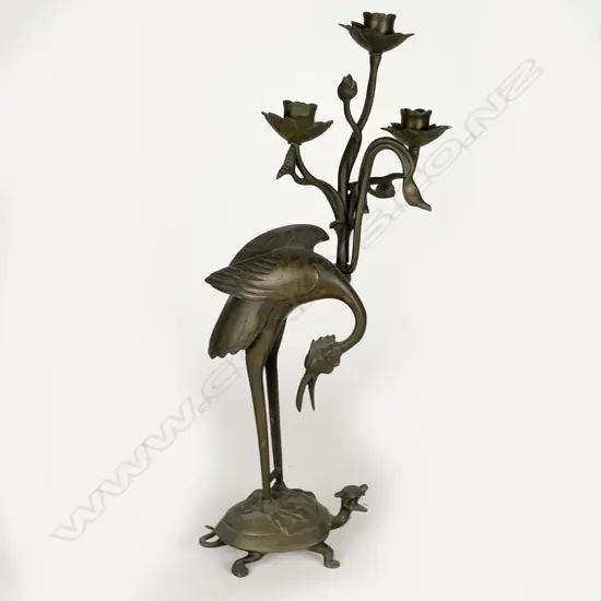 A Japanese bronze candelabra
