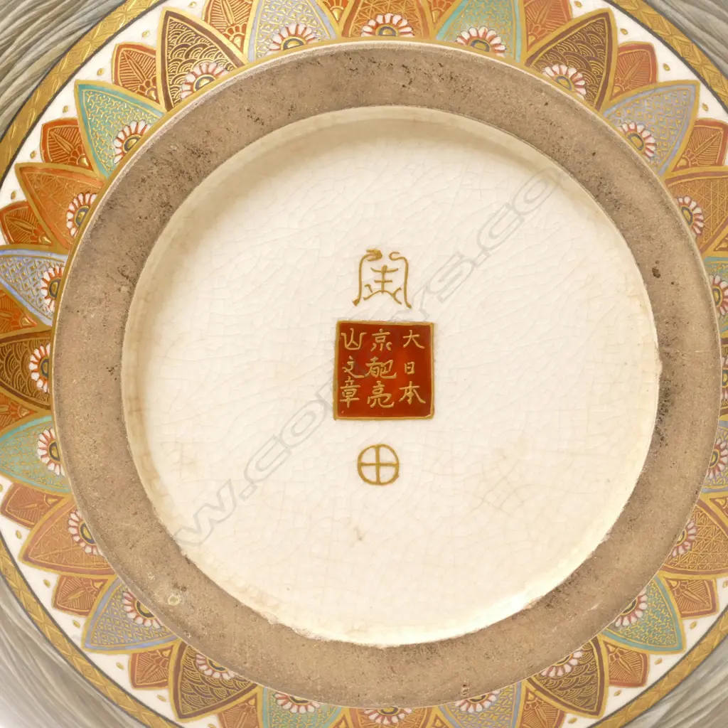 An exceptional Satsuma earthenware vase painted by Okamoto Ryozan for the Yasuda Company Image 1++