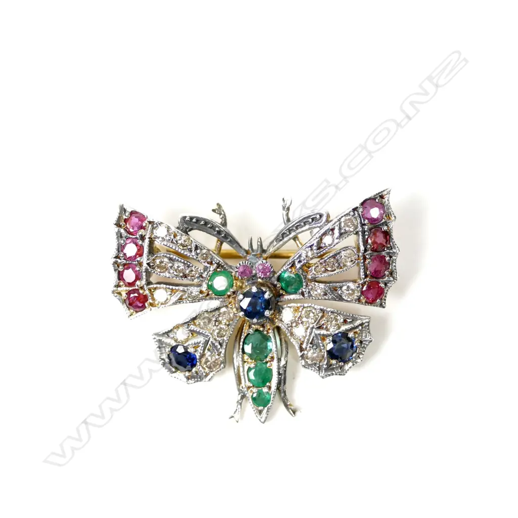 An Art Deco-style gem set butterfly brooch Image 1++