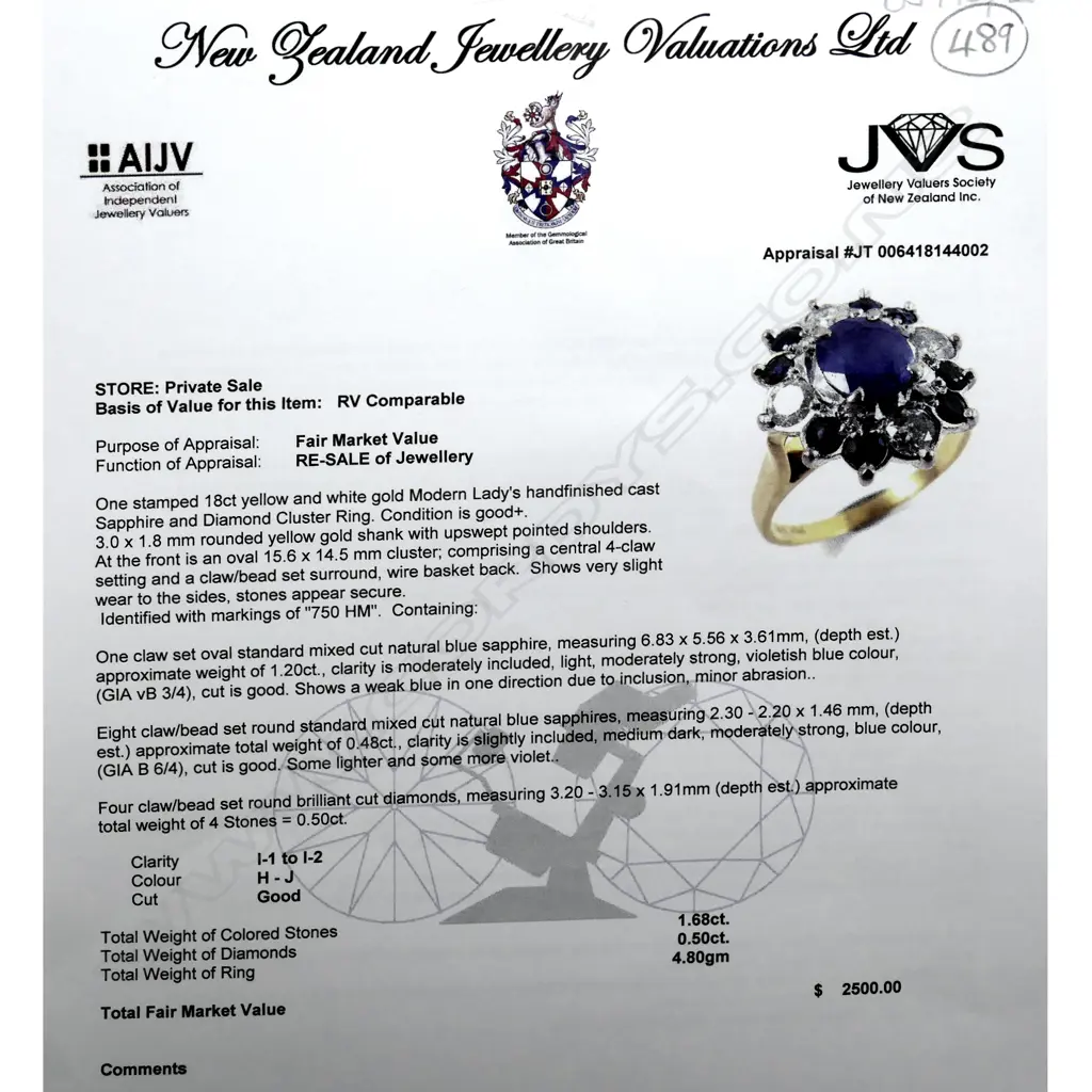 An 18ct gold diamond and sapphire ring Image 1++