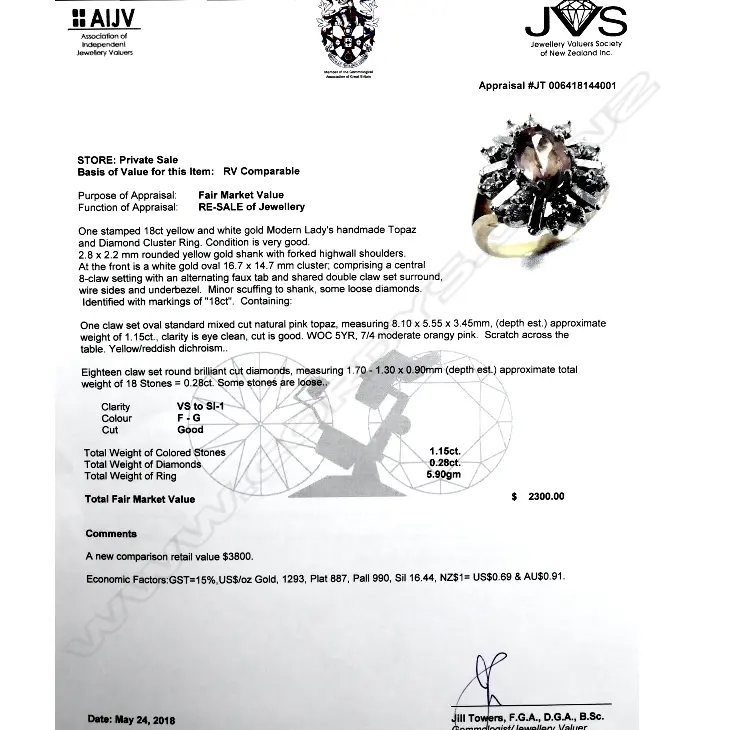 An 18ct. gold diamond and topaz ring Image 1++