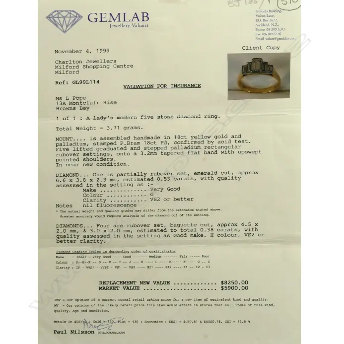 An 18ct. gold and five stone diamond ring Image 1++