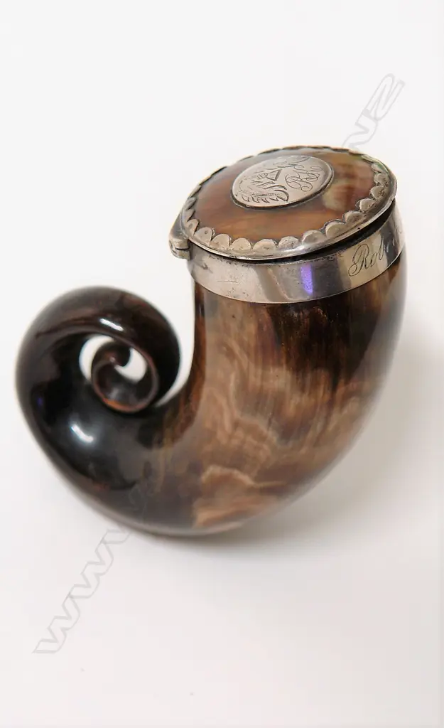 An early period Scottish horn and silver snuff mull Image 1++