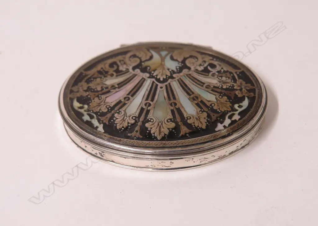 An early 19thC silver and pique oval snuff box Image 1++